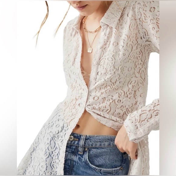 Free People Heather Lace Tunic in Champagne Dream - Picture 1 of 5
